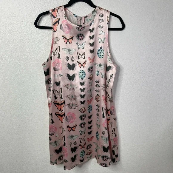 Urban Outfitters Kimchi Blue Butterfly Print Dress Pink Size M Y2K Fairycore - Picture 15 of 15